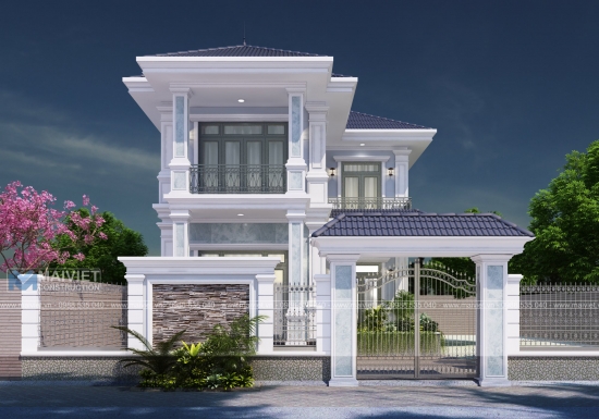 Mẫu thiết kế biệt thự 2 tầng mái Thái