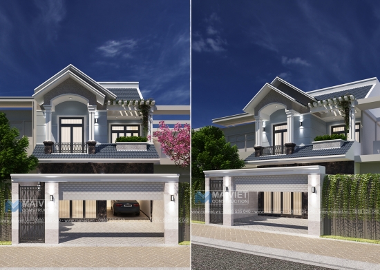 Mẫu thiết kế biệt thự phố mái thái 8 x20