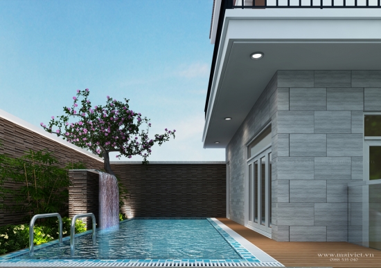 Mẫu thiết kế Biệt thự phố có hồ bơi đẹp.