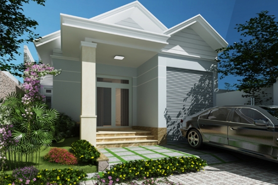 Mẫu biệt thự phố 1 tầng mặt tiền 8m