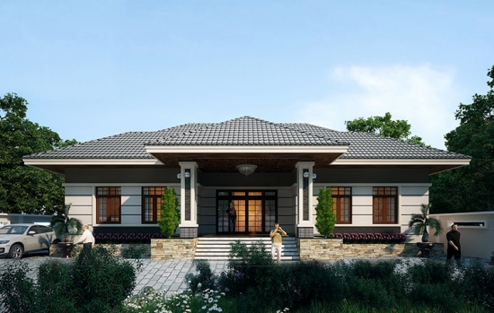Mẫu biệt thự 1 tầng mái ngói
