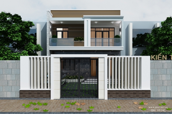 Mẫu thiết kế biệt thự phố hiện đại hai tầng.